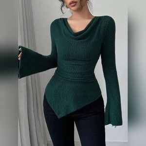 Winter Green Cowl Neck Sweater